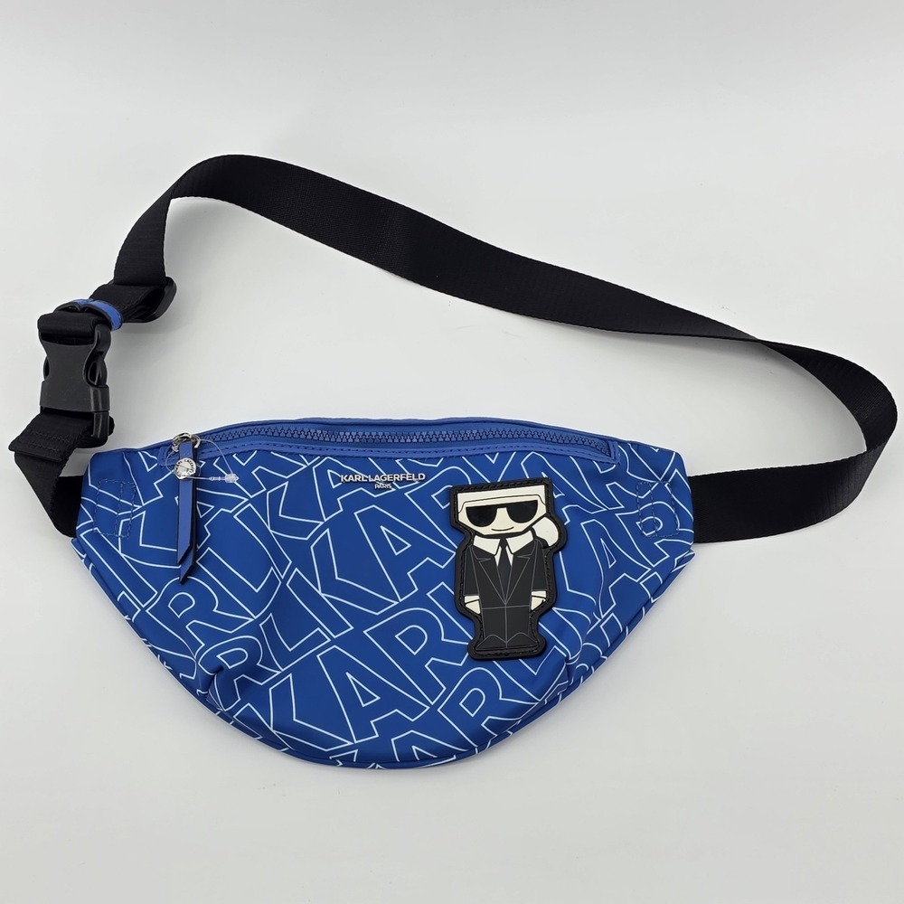 KARL LAGERFELD WOMEN'S AMOUR BLUE NYLON BELT BAG FANNY PACK-MULTI
